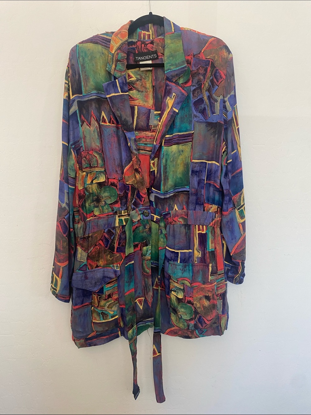 Vintage 80’s/early 90’s Multicolor Abstract Belted Women's jacket